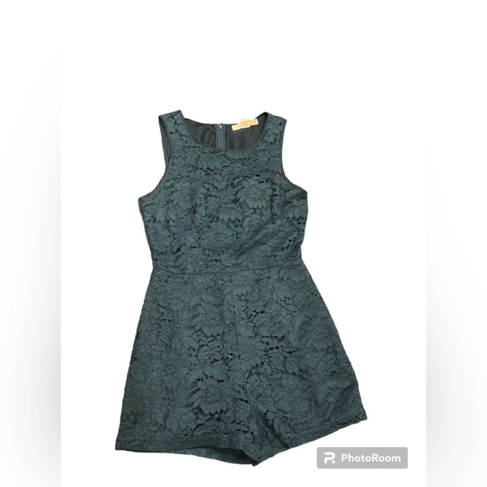 Forever‎ 21 Contemporary Teal Green Floral Lace Sleeveless Romper Small